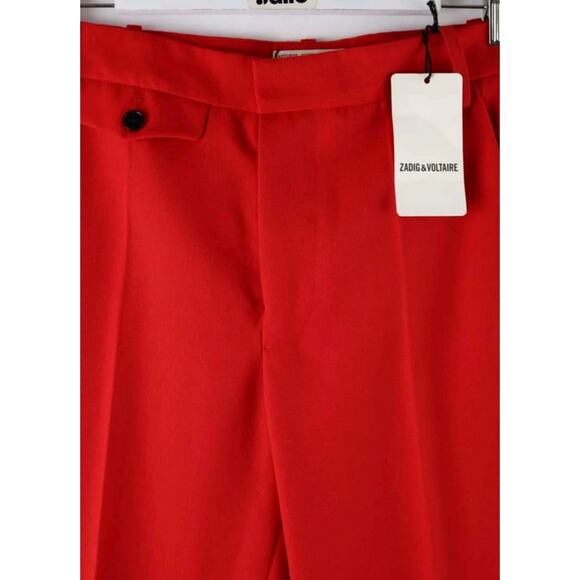 Zadig & Voltaire Poetia Turn-Up Hem Gabardine Trousers Red 34 - Picture 7 of 10
